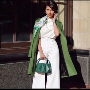 Zara green belted coat size medium bloggers favorit